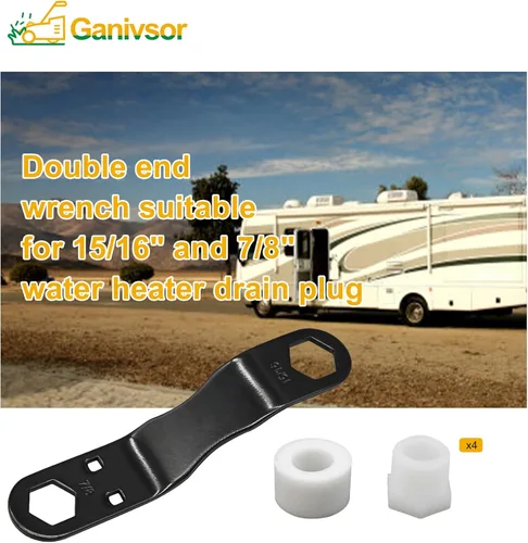 Miniatura 7 de Ganivsor Kit de tapón y llave de drenaje para calentador de agua para caravana, tapones de drenaje para calentador de agua, adecuado para tapones