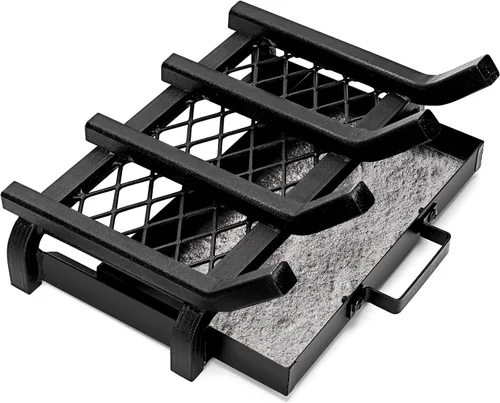 Miniatura 7 de Rejilla pequeña para chimenea de 14 pulgadas - Rejillas para troncos de estufa de leña con bandejas de brasas y cenizas, soporte de rejilla