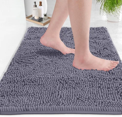 Miniatura 143 de LuxUrux Tapete de microfibra afelpada, de felpilla extrasuave, pelo largo de 1 pulgada, muy absorbente, para baño o ducha, lavar y secar a máquina