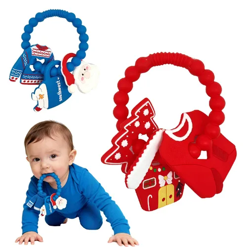 Miniatura 10 de Mordedor de silicona para bebé, árbol de Navidad y oso, anillo de dentición, juguetes de dentición para niños pequeños, regalos de Navidad o relleno