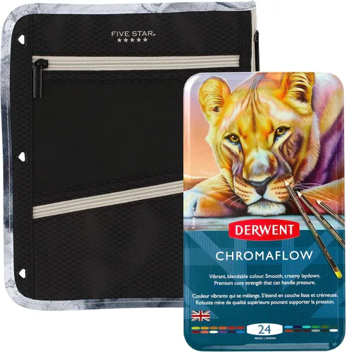 Miniatura 9 de Paquete de 12 lápices de colores Chromaflow de Derwent de 0.157 in de ancho (2305856) + bolsa con cremallera de cinco estrellas, bolsa para lápices