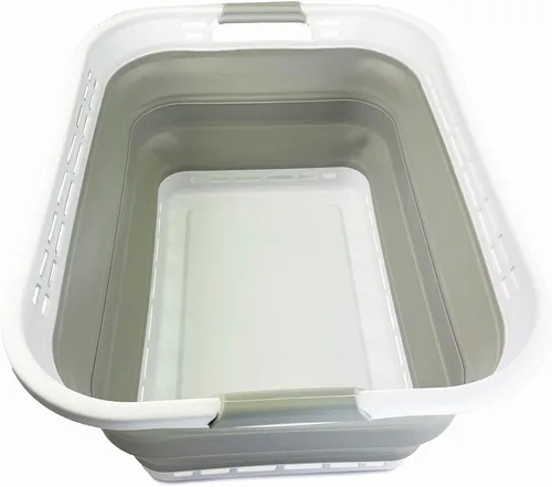 Miniatura 11 de SAMMART Cesta plegable de plástico para la ropa sucia de 42L (11 galones) - Contenedor de almacenamiento plegable - Cesta portátil para lavandería