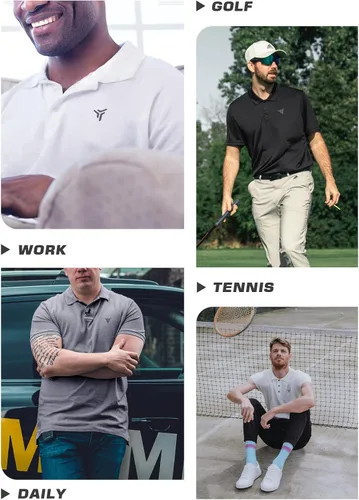 Miniatura 7 de YOVVI Golf Shirts for Men Short Sleeve Quick Dry Slim Fit Print Performance Moisture Wicking Polo Shirt