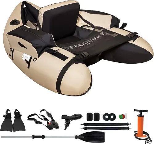 Miniatura 7 de Tubo de flotador de pesca con correas ajustables para mochila, bolsillos de almacenamiento, regla de pescado, barco de pesca con mosca con bomba