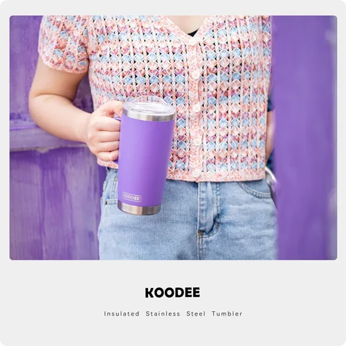 Miniatura 7 de koodee Taza de café de viaje con tapa, taza de café aislada de 20 onzas de acero inoxidable de doble pared taza de café para campamento, a prueba