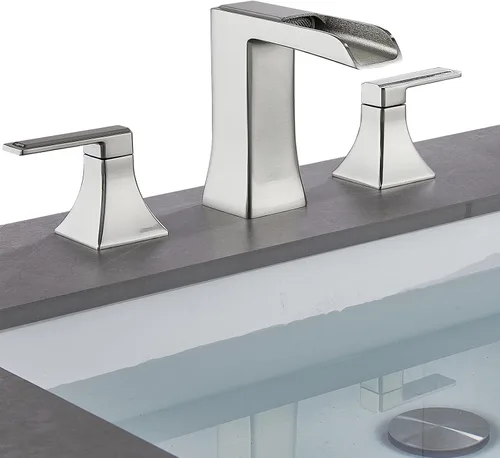 Miniatura 13 de Grifo de baño de dos tonos negro y dorado, grifo de baño generalizado de 2 manijas para fregaderos de 3 agujeros de 4 a 8 pulgadas, grifos