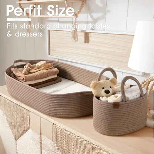 Miniatura 3 de Cesta cambiador de bebé incluye pañalera, suave e impermeable, de doble cubierta, portátil, cambiador para tocador y cambiador, regalo para baby