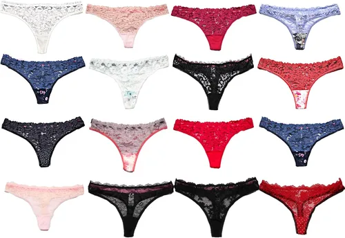 Miniatura 7 de ADOVAKKER Womens Thong Cotton Sexy Lace T Back Panties Underwear Pack of 6 Multicolored B-M