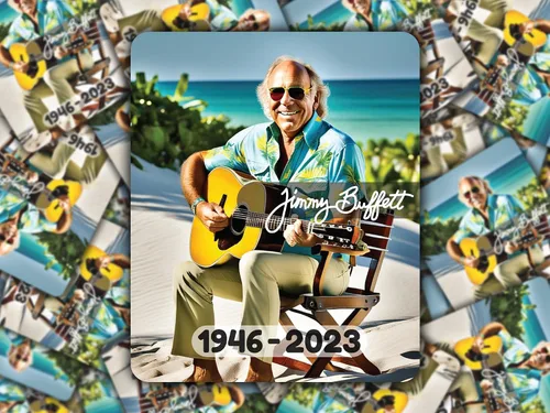 Miniatura 8 de RIP Jimmy Buffett - Adhesivo adhesivo para automóviles, camiones, ventanas, parachoques, portátiles, tazas, paredes, 5.5 x 4.5 pulgadas