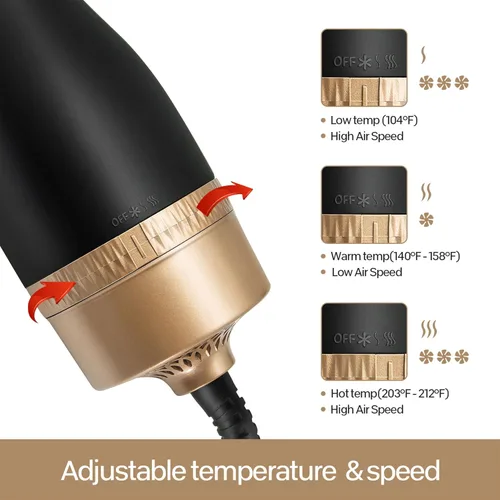 Miniatura 6 de NOOR Cepillo secador de pelo caliente 4 en 1, control de encrespamiento, cepillo secador de pelo, cepillo secador de pelo, cepillo para secar