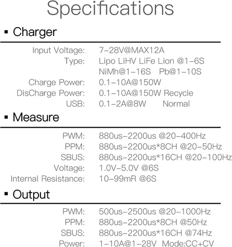 Miniatura 8 de SUPULSE Lipo - Cargador de batería inteligente de 150 W/10 A para 1-6S LiPo/LiHv/Lion/Life, 1-16S NiMH, 1-12S Pb Baterías RC Cargador de equilibrio