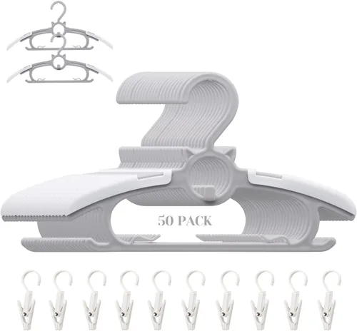 Miniatura 17 de Perchas de guardería para armario de bebé, paquete de 30 perchas ultradelgadas antideslizantes y extensibles para ropa de recién nacido, colgador