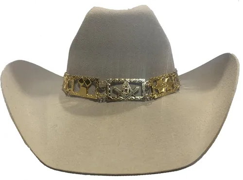 Miniatura 9 de GENUINE TEXAS BRAND Sombrero de oro masónico con joyas, Oro