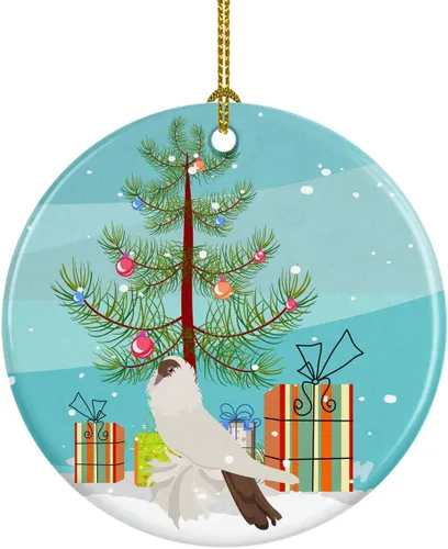 Miniatura 73 de Caroline's Treasures Adorno de cerámica de Navidad pintado o de codorniz chino, decoración colgante de árbol de Navidad verde azulado para el hogar