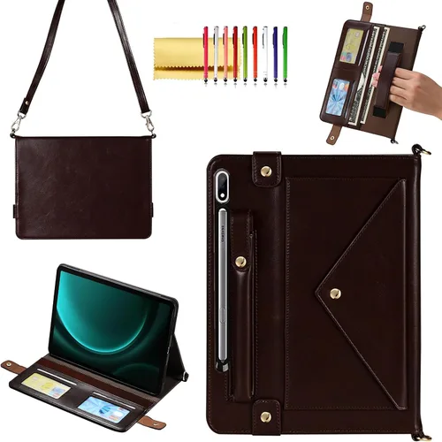 Miniatura 30 de Bolso Funda para Samsung Galaxy Tab S10 FE/S9 FE 10.9"/S9/S8/S7 11", Techcircle Folio con Soporte Cruzado, Billetera con Ranura para Lápiz S Pen