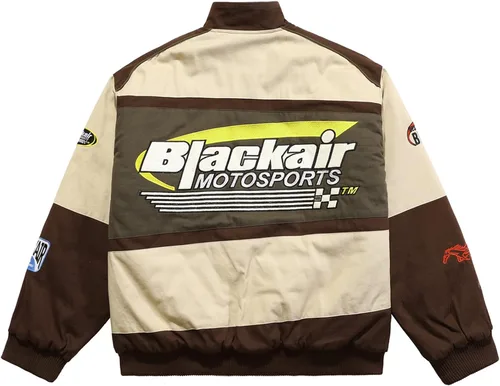 Miniatura 5 de Aelfric Eden Chaqueta de motocicleta para hombre, chaqueta de béisbol Blackair Moto Varsity para mujer, abrigos vintage