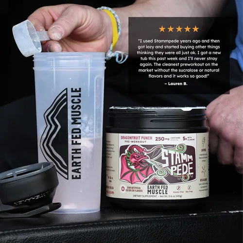 Miniatura 5 de Earth Fed Muscle Stammpede Pre Entrenamiento – Ponche de fruta del dragón, energía limpia, enfoque, apoyo muscular, sin rellenos ni sabores