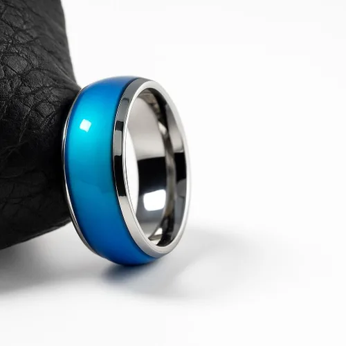 Miniatura 4 de Ello Elli Anillo de acero inoxidable con ajuste cómodo de 0.315 in que cambia de estado de ánimo tono platanegro