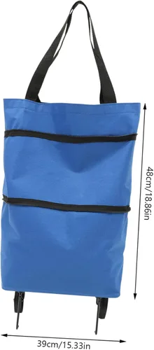 Miniatura 3 de Bolsa de almacenamiento plegable con ruedas, azul, 15 pulgadas de largo x 15 pulgadas de ancho x 12 pulgadas de alto
