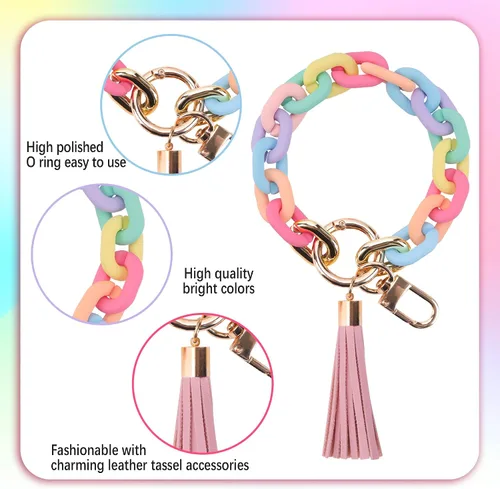 Miniatura 4 de GIEMSON Llavero de silicona para mujer, pulsera con cuentas para automóvil