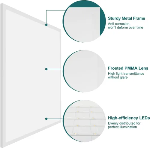 Miniatura 4 de kadision Luz LED de panel plano de 2 x 2, 50 W/45 W/40 W/30 W/25 W ajustable, 5000 K/4000 K/3500 K seleccionable, 5500LM 0-10V luces de techo