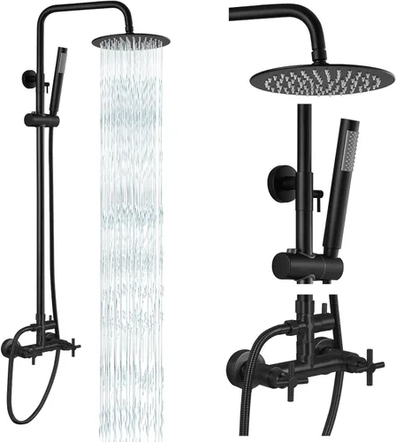 Miniatura 10 de gotonovo Accesorios para ducha al aire libre SUS304 Acero inoxidable Kit de ducha de lluvia de alta presión Montaje en pared 2 funciones duales
