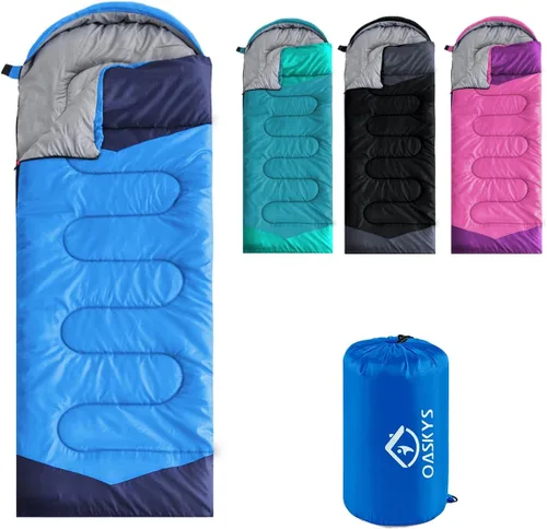 Miniatura 17 de Oaskys - Saco de dormir para acampar, para 3 estaciones, clima cálido y fresco, verano, primavera, otoño, ligero, resistente al agua, para adultos