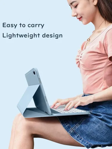 Miniatura 4 de Ratón de teclado para Galaxy Tab A8 10.5 pulgadas funda de teclado con mouse Bluetooth, linda llave redonda desmontable BT Color teclado cubierta