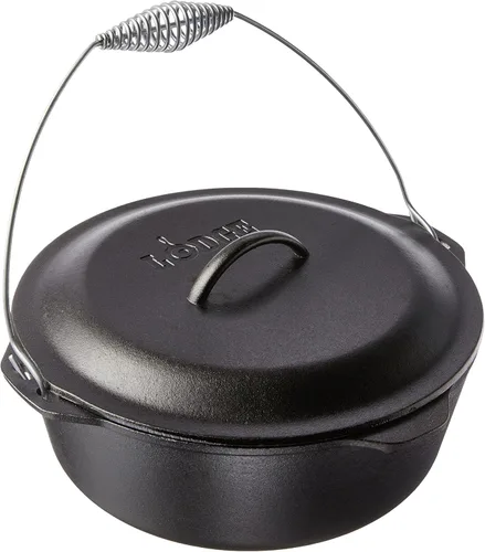 Miniatura 6 de Lodge Horno holandés de hierro fundido pre-sazonado de 5 cuartos de galón con tapa, mango de alambre para una fácil transferencia de la superficie