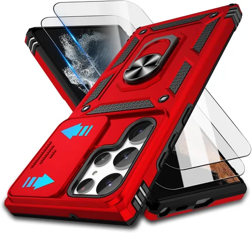 Miniatura 150 de ATUMP Funda para OnePlus Nord N200 5G con protector de pantalla HD con cubierta para cámara deslizante, soporte de anillo de rotación de 360°
