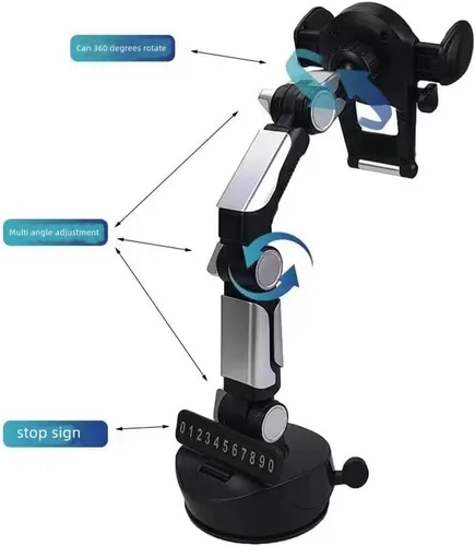 Miniatura 5 de Soporte de teléfono para camión, soporte de teléfono celular resistente para parabrisas de tablero, brazo largo, soporte de teléfono de coche