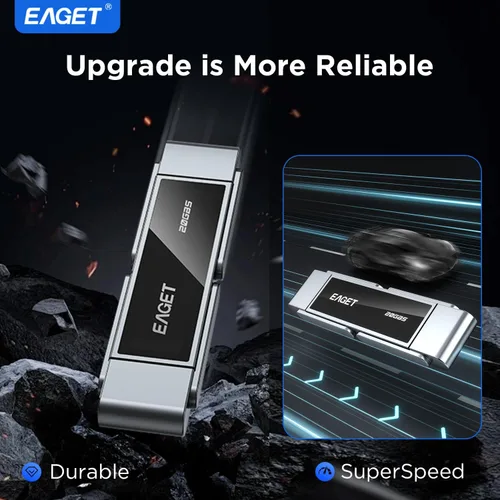 Miniatura 4 de EAGET 512GB High-Speed Dual USB Flash Drive, Up to 2100 MB/s, Portable SSD with USB 3.2 + USB-C, Metal Frame & Transparent Window Design, External