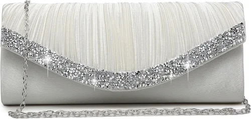 Dasein Bolsos de mano para mujer, bolsos de noche formales con diamantes de imitación para boda, fiesta, baile de graduación, bolso elegante