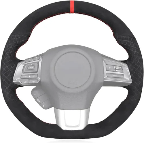 Miniatura 20 de MEWANT Funda de volante de automóvil transpirable cosida a mano para Subaru WRX 2015-2021 / WRX STI 2015-2021, accesorios para volante Subaru WRX