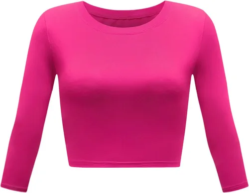 Miniatura 28 de Camiseta corta para mujer, cuello redondo, manga 3/4, casual, Y2K, linda camiseta corta para yoga