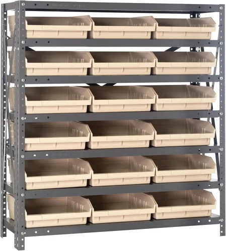 Miniatura 576 de Quantum QSBU-245BK Heavy Duty Shelving Unit with (7) Shelves and (24) QUS245 Black Bins for Garage Warehouse Storage Distribution 400 lb Load