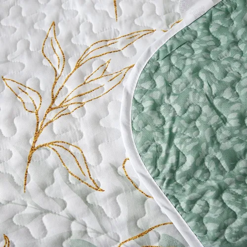 Miniatura 4 de Juego de edredón verde botánico floral de tamaño completo, 3 piezas, ropa de cama reversible suave para todas las estaciones (90"x78")