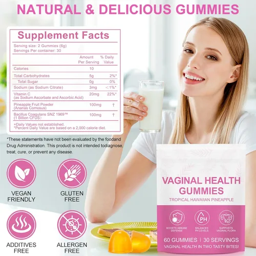 Miniatura 8 de Gomitas femeninas Vital Vaginal Probiotics Source, gomitas de equilibrio femenino premium, gomitas de equilibrio de pH para mujeres, probióticos