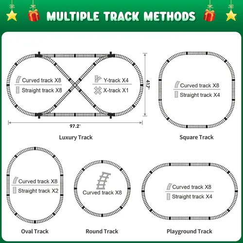 Miniatura 6 de Hot Bee Juego de tren para niños, juguetes de tren de aleación a control remoto con locomotora de vapor, vagones de carga, vías, trenes con luces