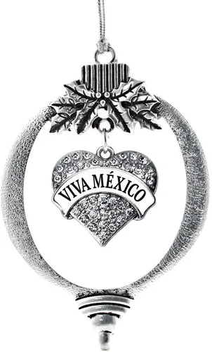 Miniatura 110 de Inspired Silver - Red Merry - Adorno de Navidad plateado - Adorno de árbol de Navidad con dije de corazón con circonita cúbica - Decoración colgante