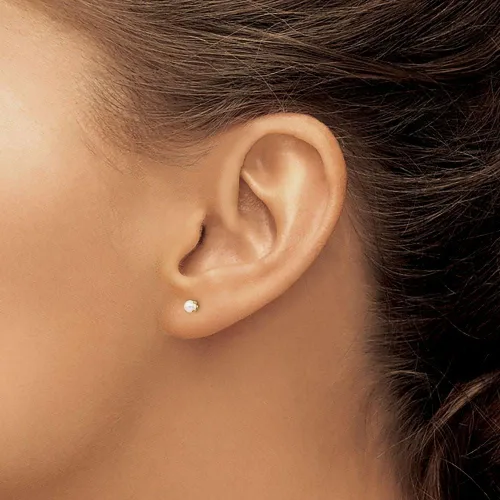 Miniatura 5 de Pendientes de tuerca de oro amarillo sólido de 14 quilates, 0.118 in, perlas de imitación, 0.118 in