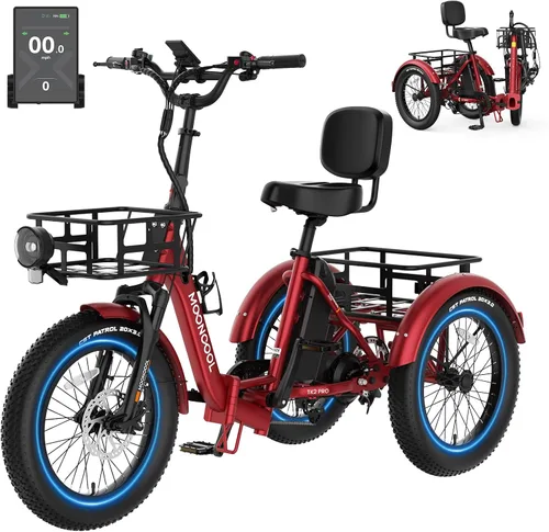 Miniatura 16 de MOONCOOL Electric Tricycle for Adults, 500W/750W Folding Electric Trike for Adults, 20"x3.0" Fat Tire 3 Wheel Electric Bike, Aluminum Frame