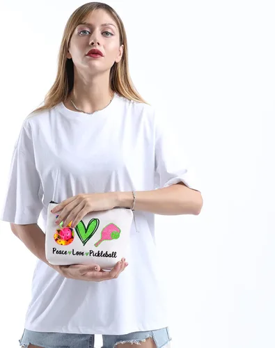 Miniatura 4 de XYANFA Bolsa de cosméticos Pickleball - Multicolor, grande - Regalo para mujer - Impermeable, ligera, portátil