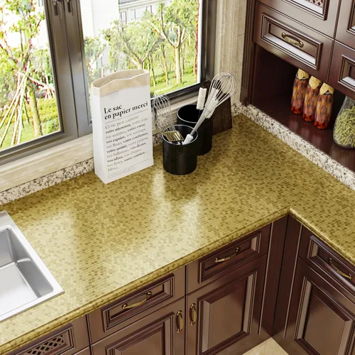 Miniatura 3 de Papel tapiz metálico dorado hexagonal para cocina y baño, papel de contacto geométrico moderno texturizado para estantes de gabinete, despegar