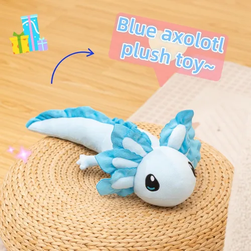 Miniatura 8 de Peluche realista de ajolote azul de 17.7 pulgadas, suave y largo animal de peluche de salamandra, lindo peluche de anfibio para niños, niñas, niños