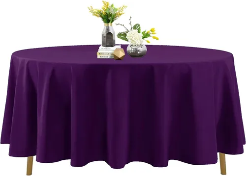 Miniatura 94 de Mantel de poliéster lavable de 90 pulgadas, resistente a las manchas y a las arrugas, mantel decorativo para mesa de comedor, fiestas de bufé y Negro