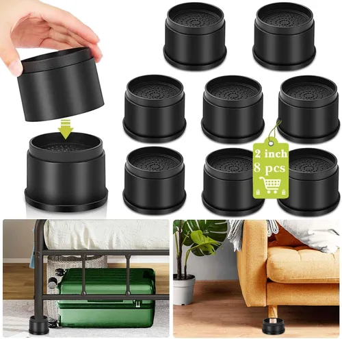 Miniatura 26 de Paquete de 12 elevadores de muebles de 1 pulgada, elevadores de cama ajustables resistentes para mesa, escritorio, sofá, silla, gabinete, marco