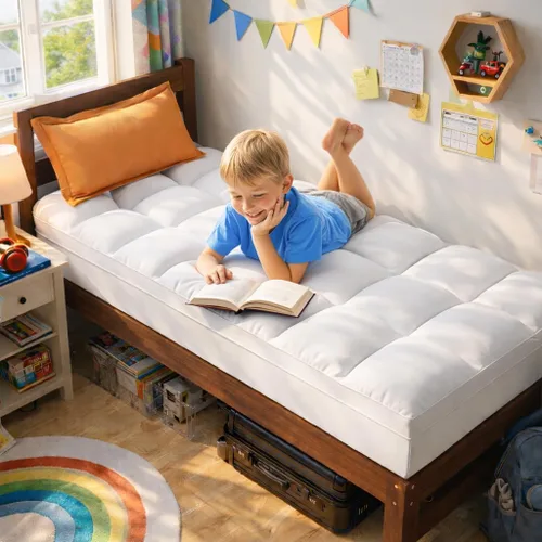 Miniatura 2 de ABENE Cubrecolchón de tamaño individual para aliviar el dolor de espalda, almohadilla de colchón extra gruesa tipo pillowtop, cubrecolchón de cama