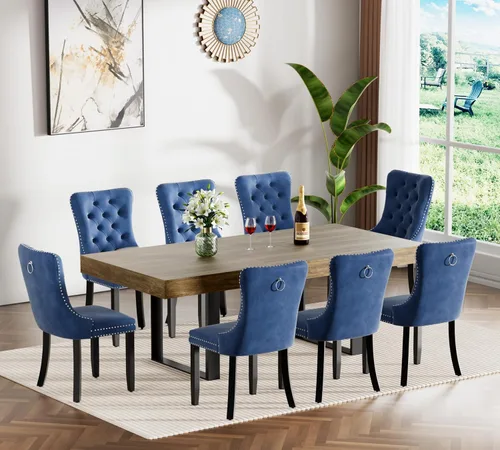 Miniatura 47 de Juego de mesa de comedor extensible marrón de 7 piezas para 6, 63 a 78.74 pulgadas, moderno juego de mesa de cocina y comedor, mesa de comedor Mesa