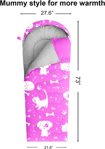 Miniatura 2 de KidzAdventure Mummy Style 32 – 59F Saco de Dormir para Niños con Funda de Almohada, 4 Estaciones, Ligero y Estilo Mochilero, Ideal para Acampar